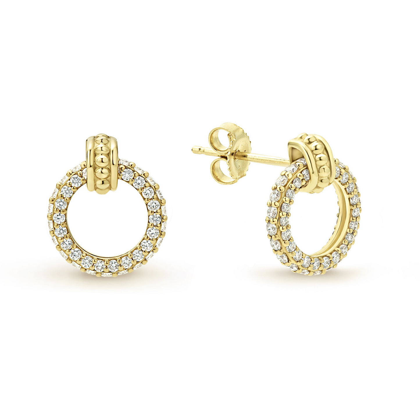 Lagos Circle Diamond Stud Earrings in 18k Gold