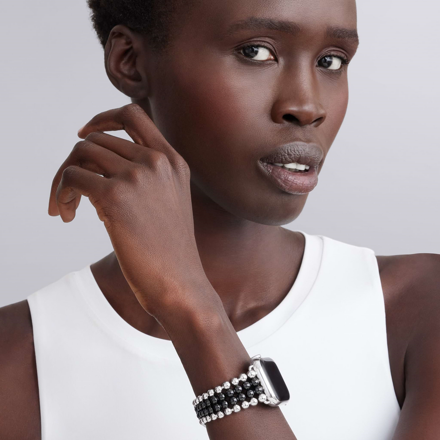 Lagos Black Ceramic and Stainless Steel Infinite Watch Bracelet - 38-45mm