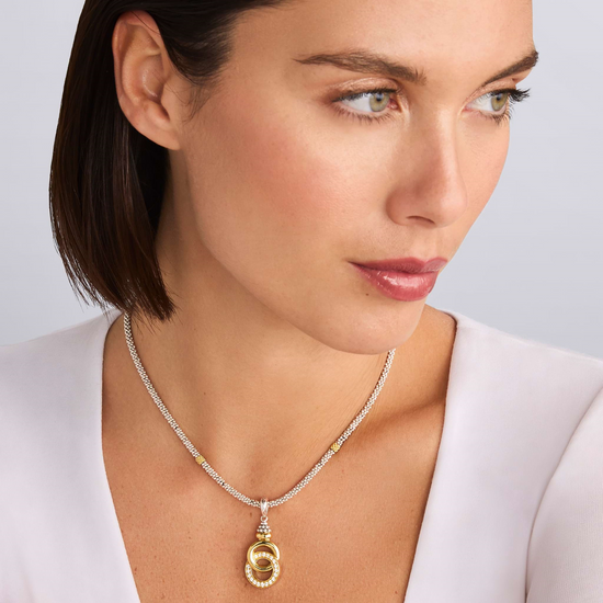 Lagos Two-Tone Interlocking Diamond Pendant Necklace