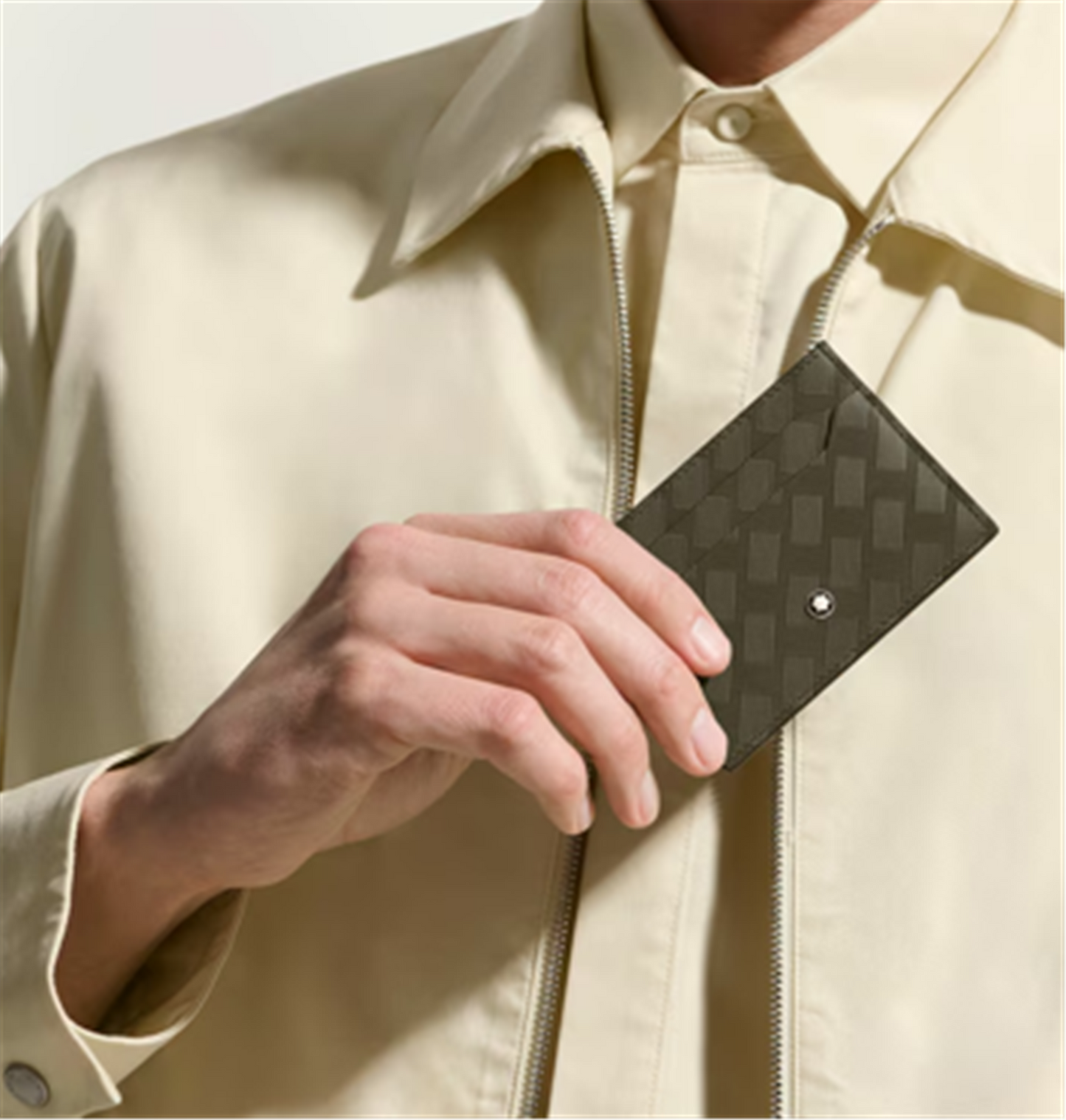 Montblanc 5cc Leather Card Holder in Khaki