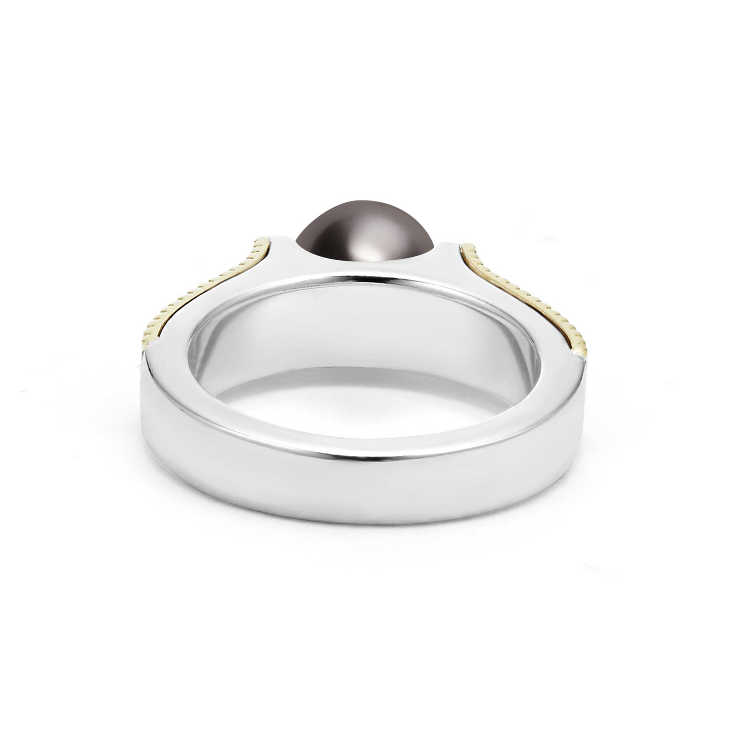Lagos Two-Tone Tahitian Black Pearl Ring in Sterling Silver and 18k Gold