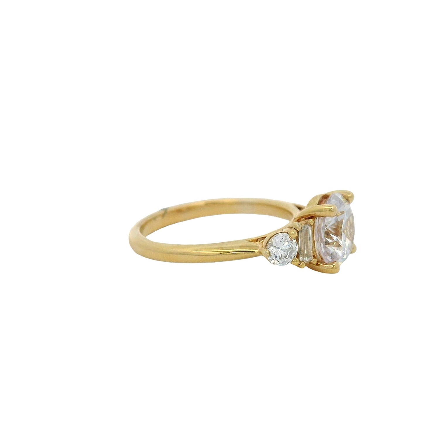 Semi-Mount Engagement Ring w/ Round & Baguette Sides