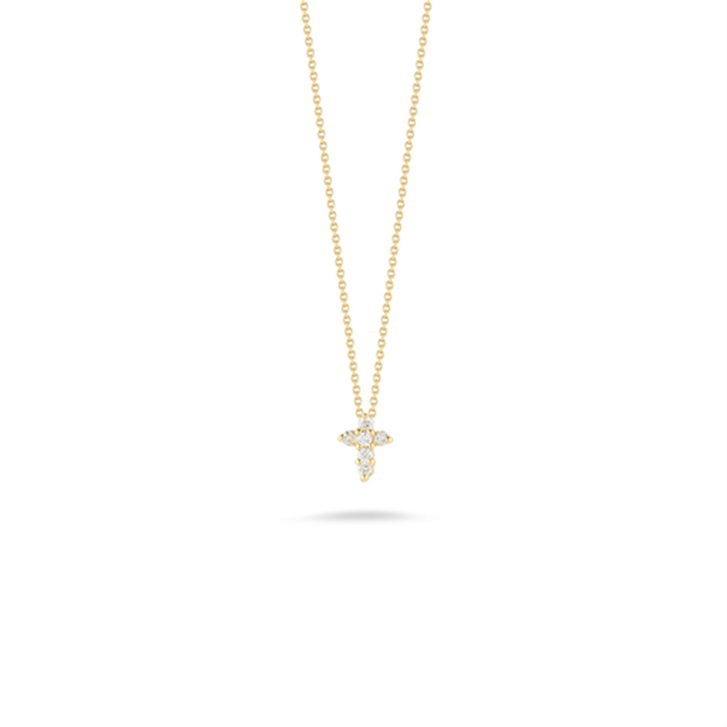 Roberto Coin Baby Cross Necklace in 18k Gold & 1/10ct Diamonds