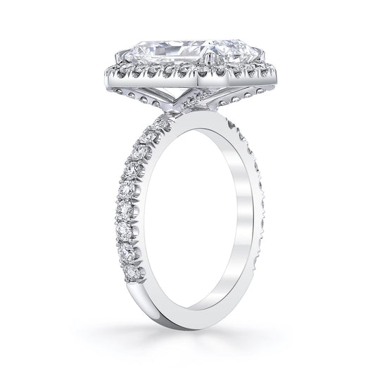 Joshua J Platinum 5ct Radiant-Cut Ring w/ Diamond Halo & Sides