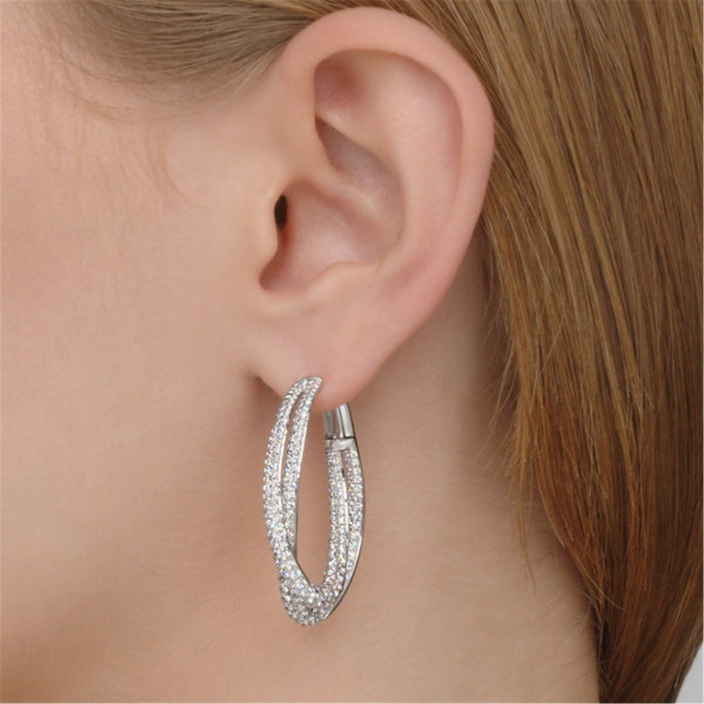 Kwiat Moonlight Crossover Pave Diamond Hoops in 18k White Gold