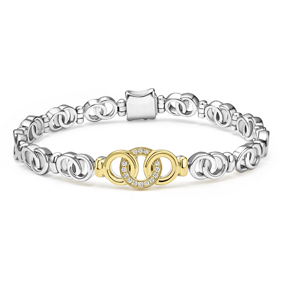 Lagos Two-Tone Petite Interlocking Diamond Link Bracelet