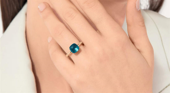 Pomellato Nudo Petit London Blue Topaz Ring in 18k Rose Gold