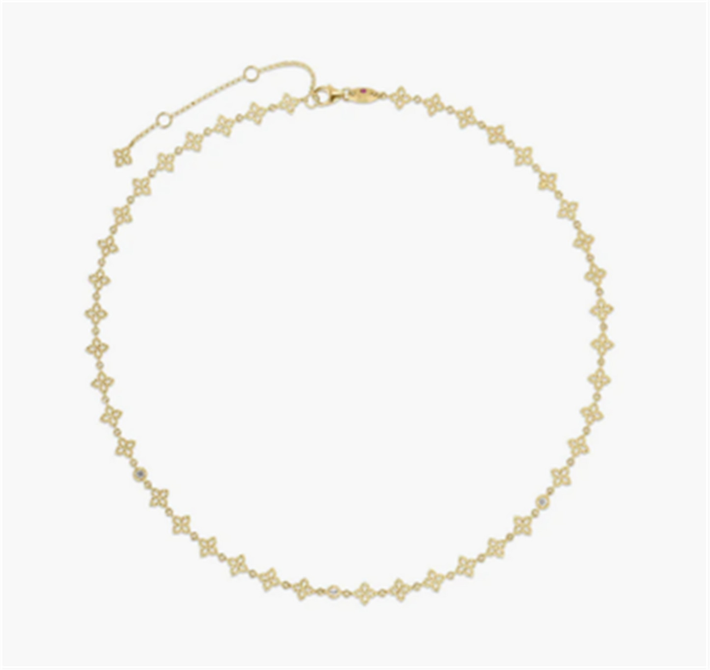 Roberto Coin Princess Flower Diamond & Flower Link Necklace in 18k Gold