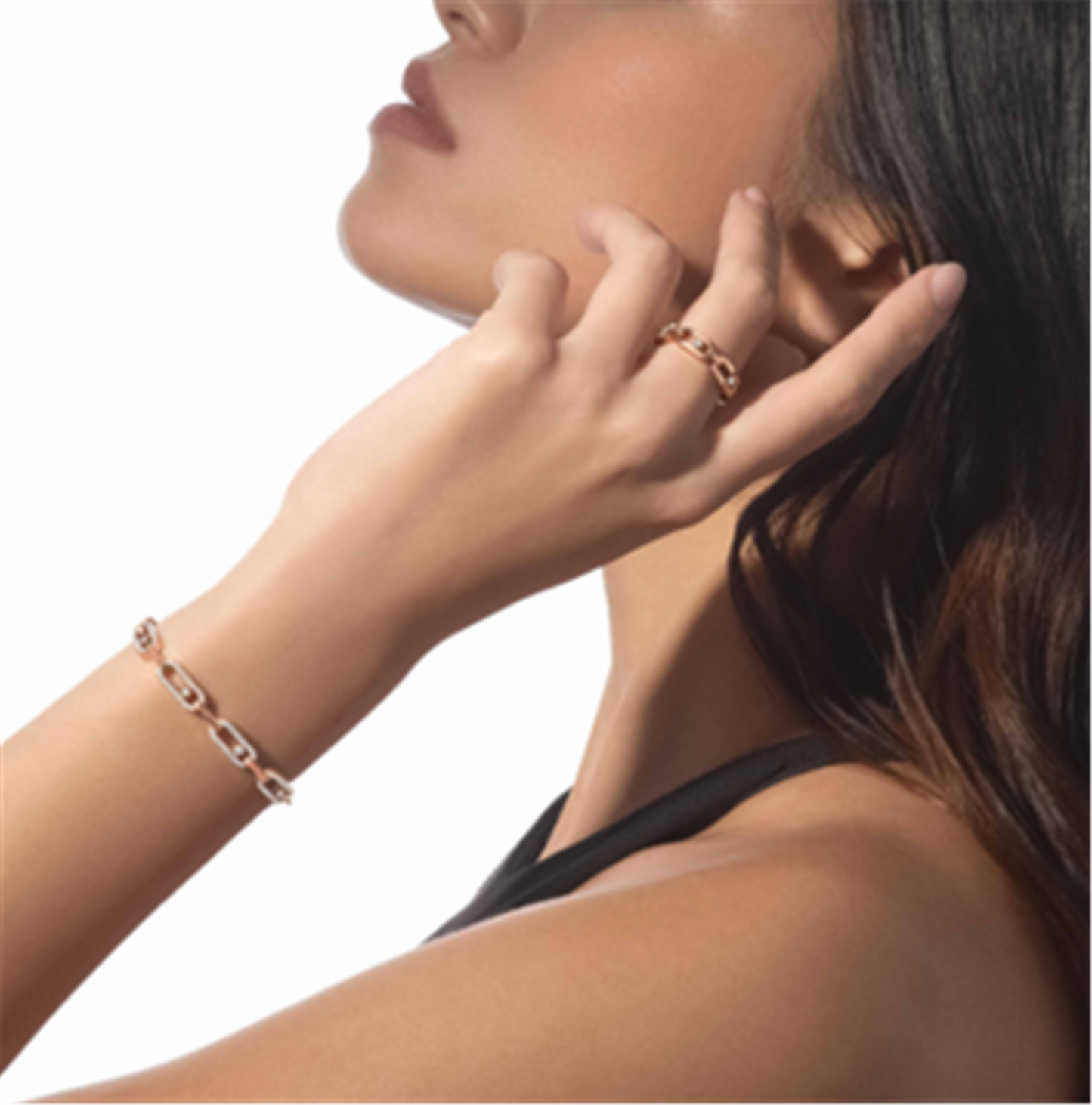 Messika Move Link Multi Diamond Bracelet in 18k Rose Gold