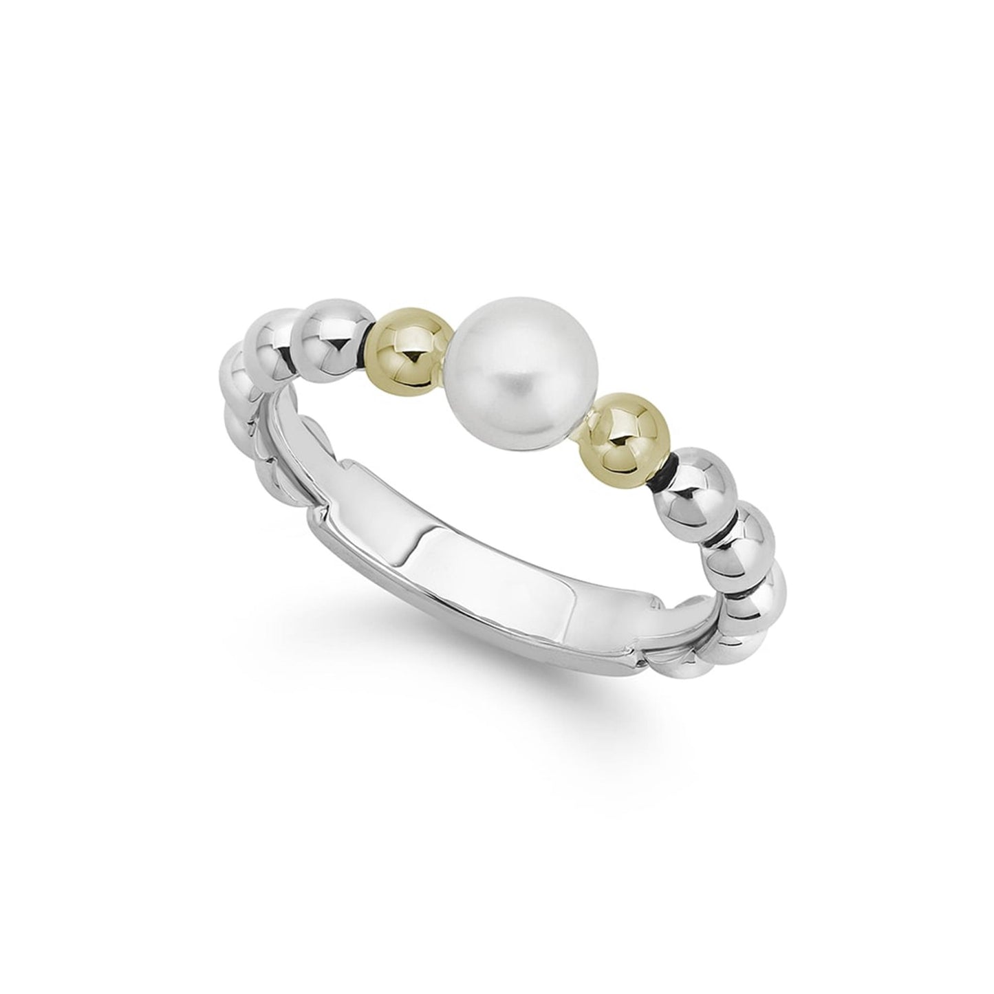 Lagos Two-Tone Pearl Ring in Sterling Silver and 18k Gold