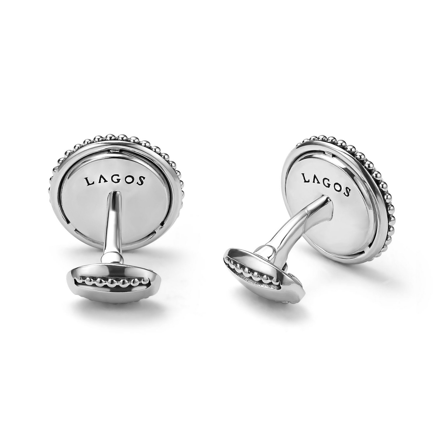 Lagos Black Agate Skull Cufflinks