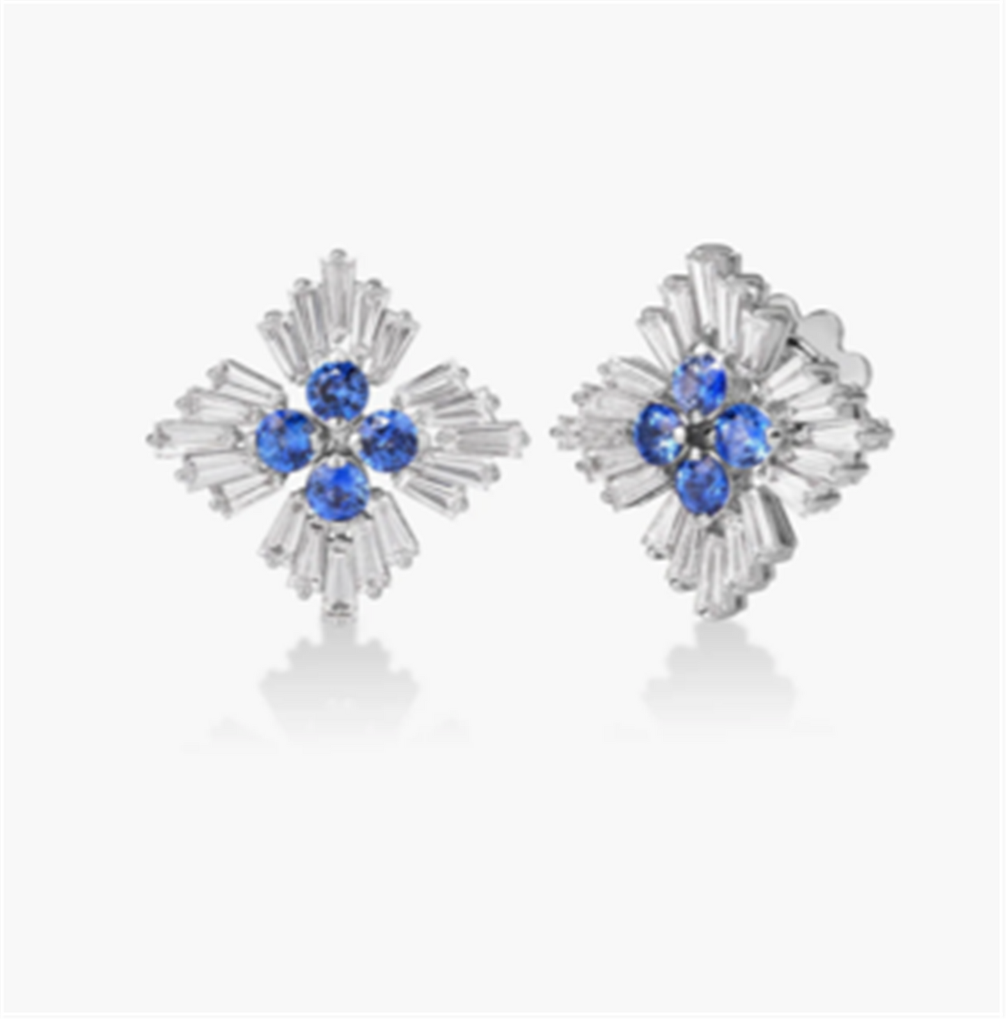 Roberto Coin Diamond Princess Luce Flower Stud Earrings in 18k White Gold