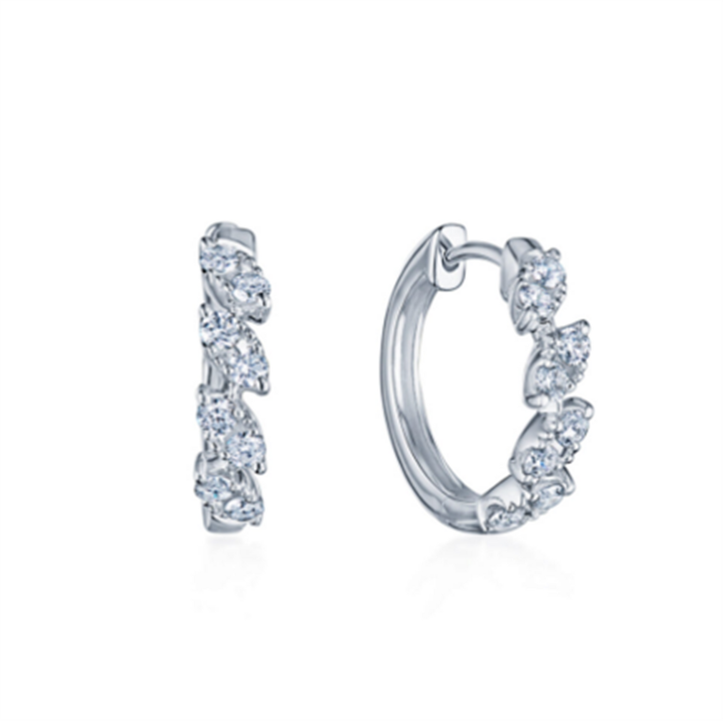 Kwiat Sunburst Marquise Small Diamond Hoop Earrings