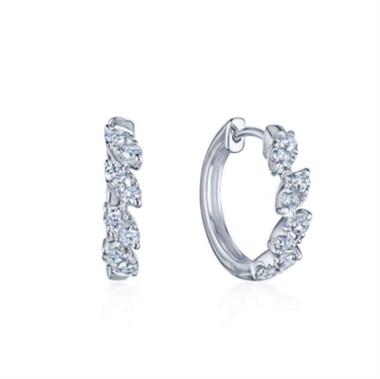 Kwiat Sunburst Marquise Small Diamond Hoop Earrings