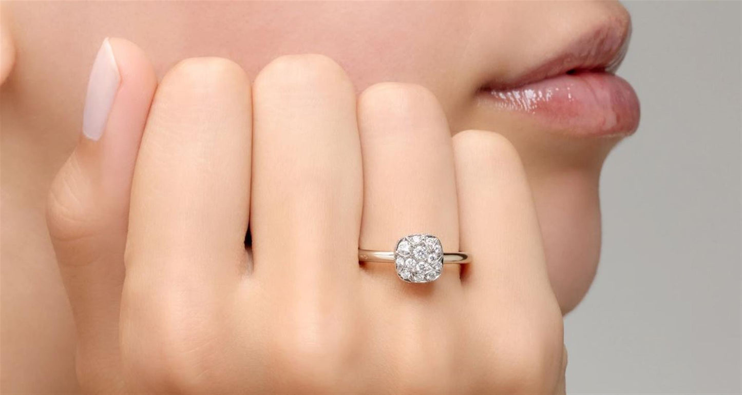 Pomellato Nudo Petit Diamond Ring in 18k White & Rose Gold