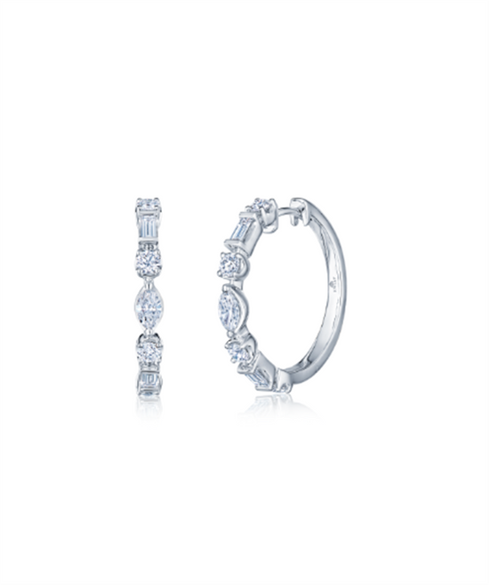 Kwiat Starry Night Round & Fancy Shape Diamonds Hoops