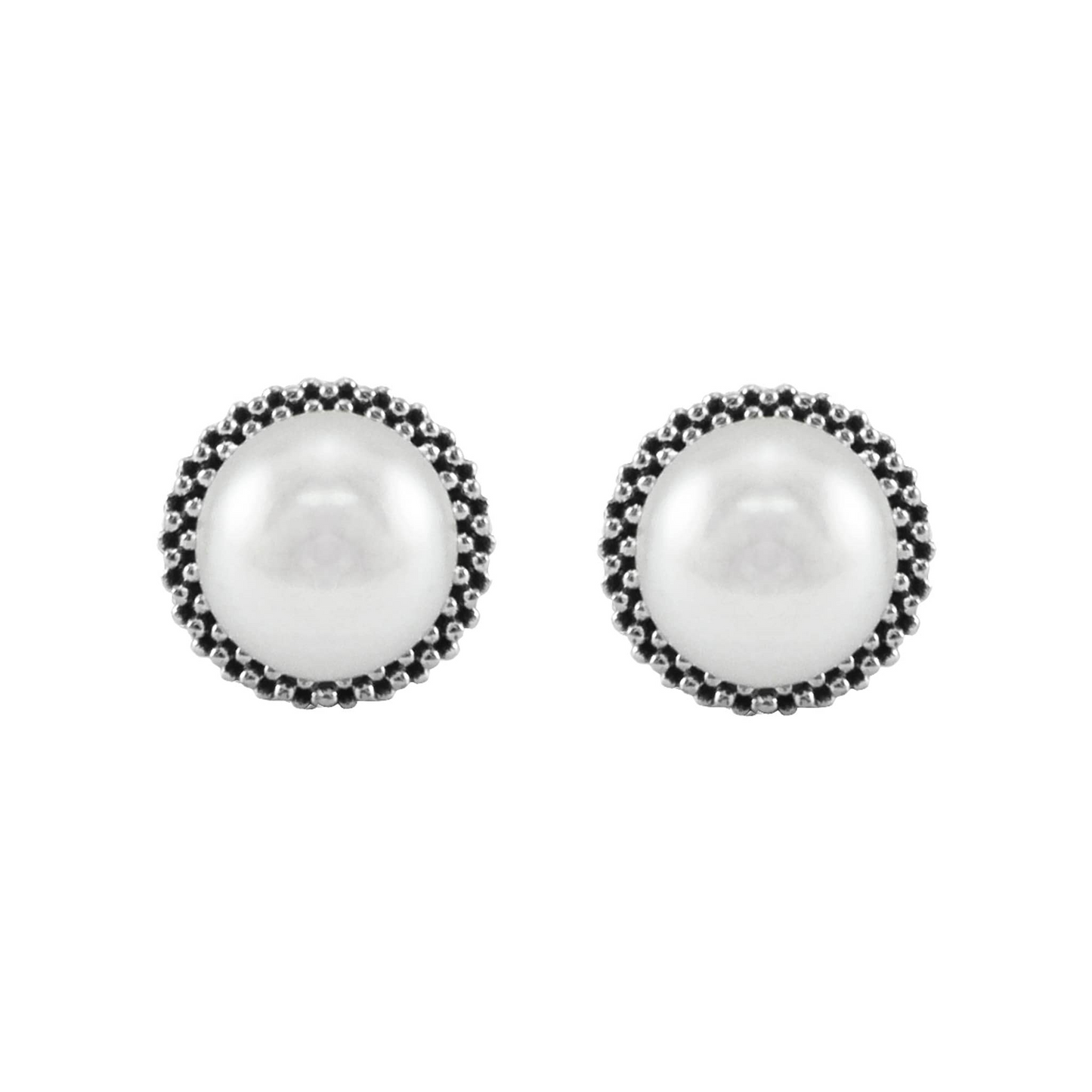 Lagos Caviar Pearl Stud Earrings in Sterling Silver