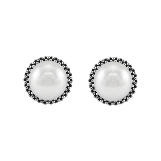 Lagos Caviar Pearl Stud Earrings in Sterling Silver