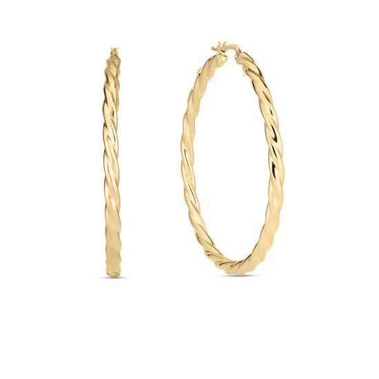 Roberto Coin Gold Twisted Hoop Earrings