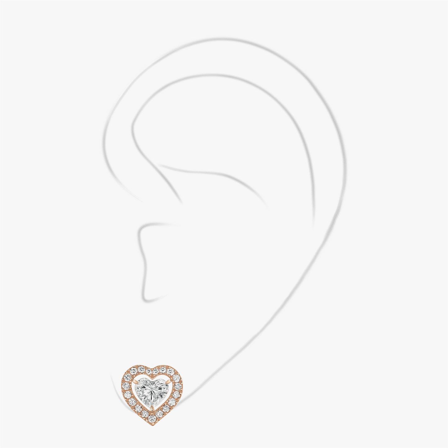 Messika Joy Coeur 0.15ct Diamond Stud Earrings in 18k Rose Gold