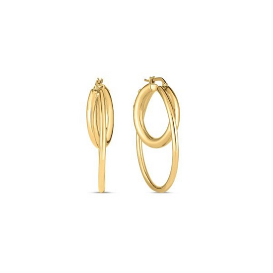 Roberto Coin Designer Gold Double Hoop Earrings