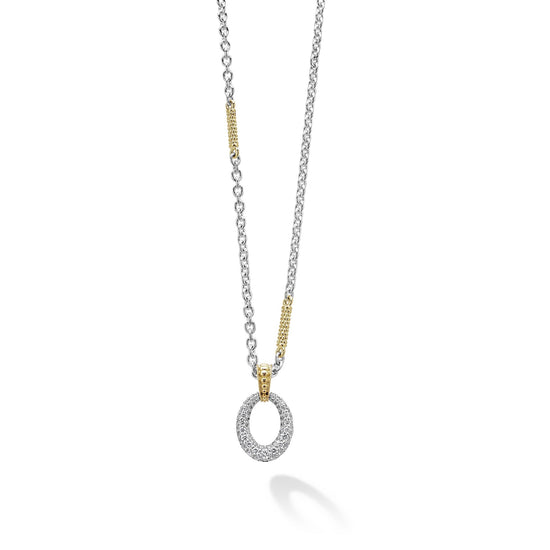 Lagos Two-Tone Oval Diamond Pendant Necklace