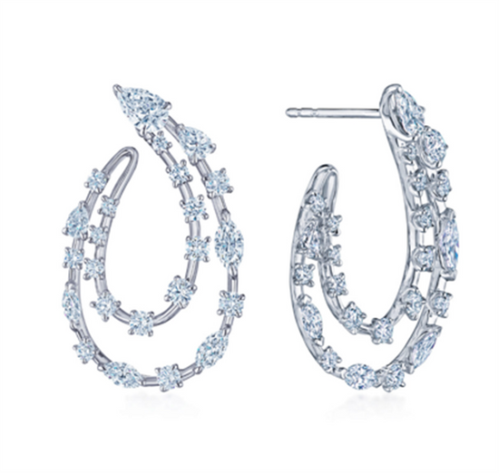 Kwiat Starry Night Two-Row Sideways Hoop Diamond Earrings
