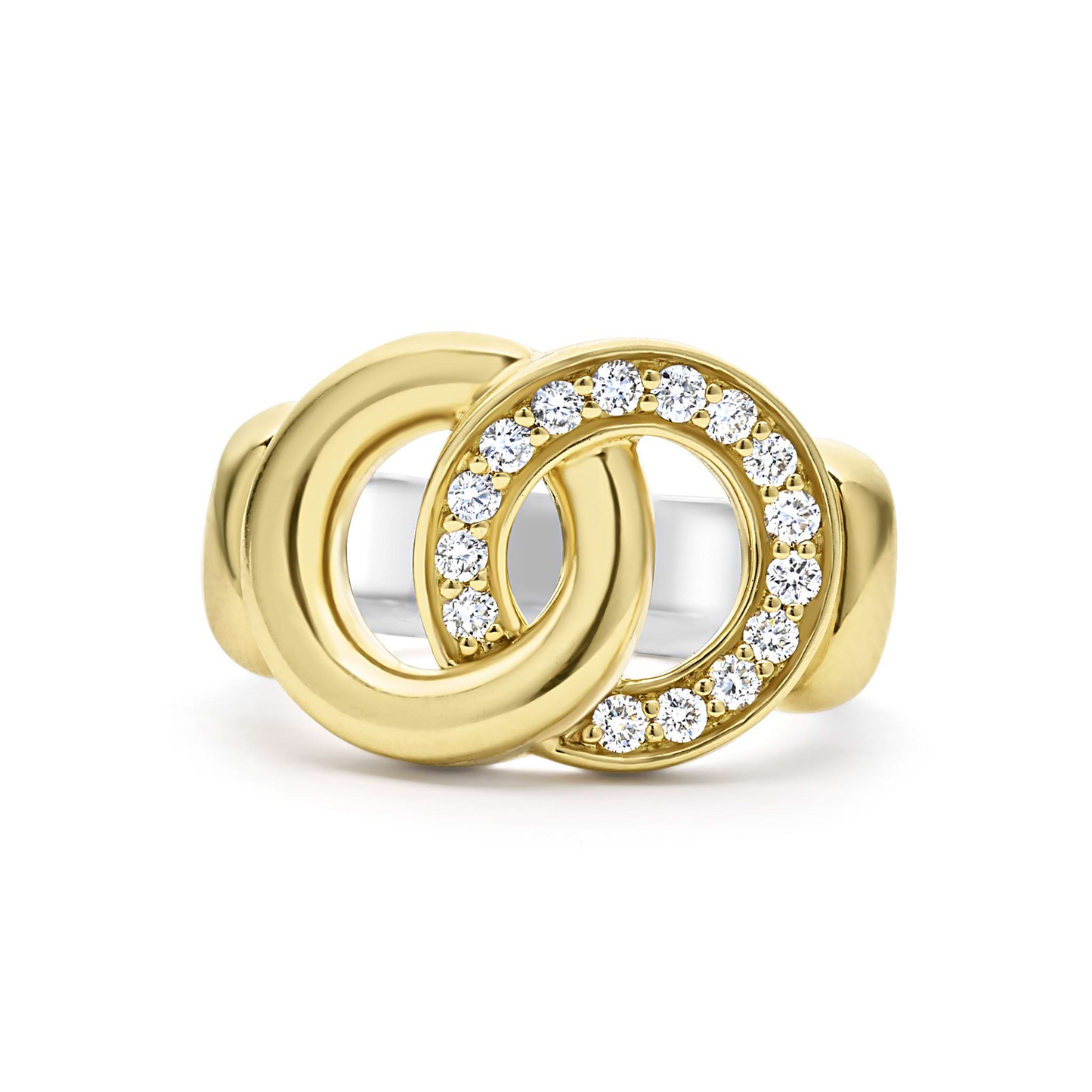 Lagos Two-Tone Interlocking Diamond Statement Ring in Sterling Silver and 18k Gold