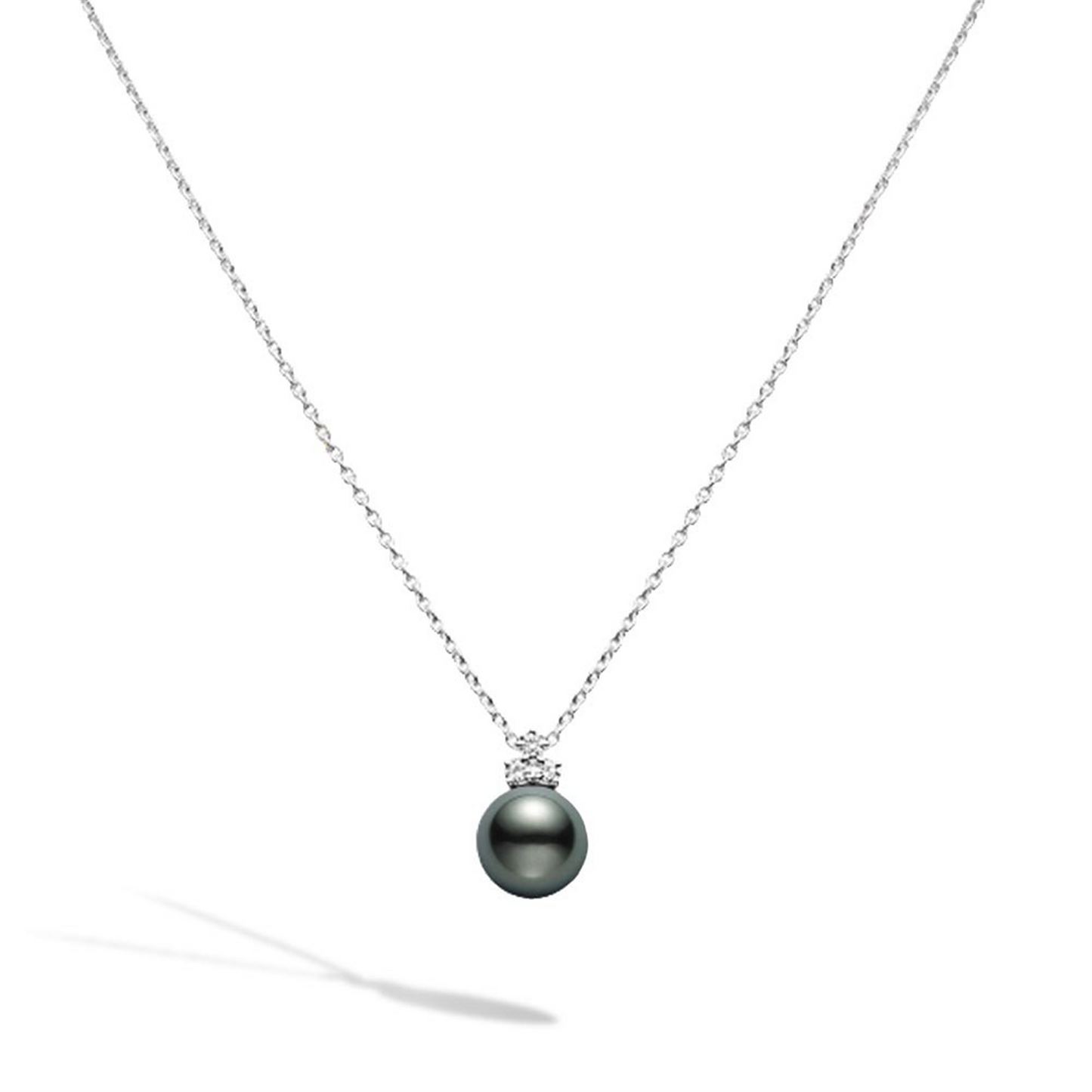 Mikimoto Black South Sea Pearl & Diamond Cluster Necklace