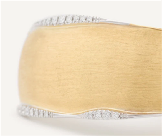 Marco Bicego Lunaria Cuff Bangle with Diamond Pavé in 18k Two-Tone Gold, Large-Width