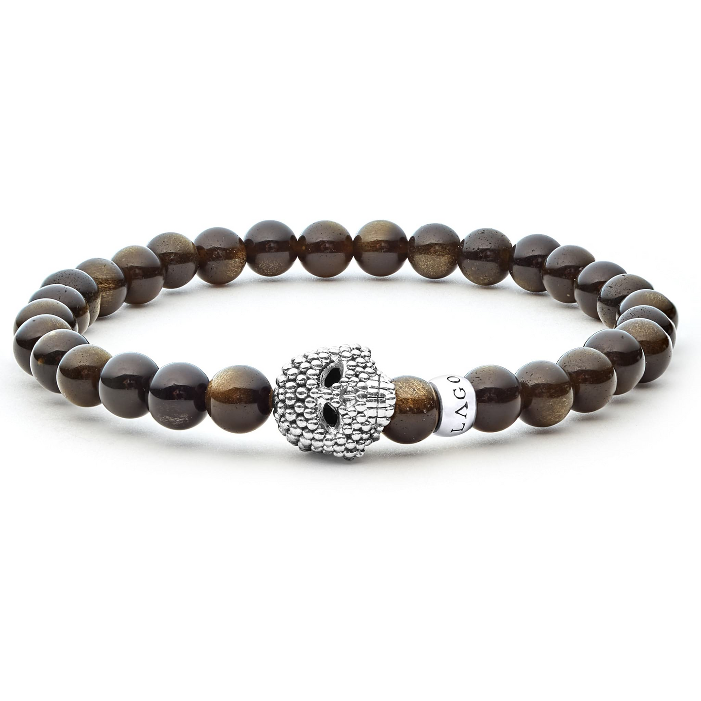 Lagos Golden Obsidian Skull Bracelet