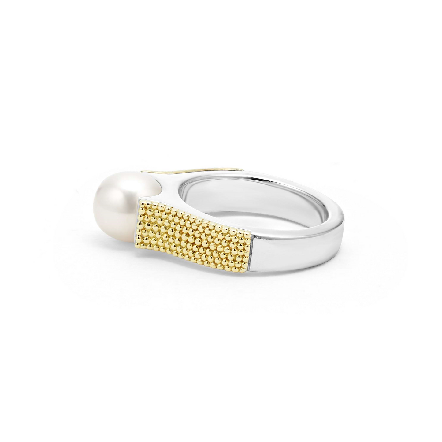 Lagos Two-Tone Caviar Pearl Ring in Sterling Silver and 18k Gold