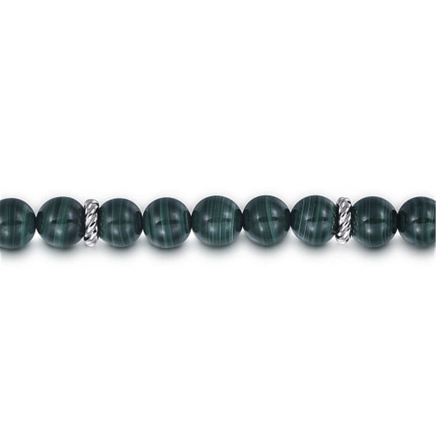 Gabriel & Co. Silver 8mm Malachite Beaded Bracelet