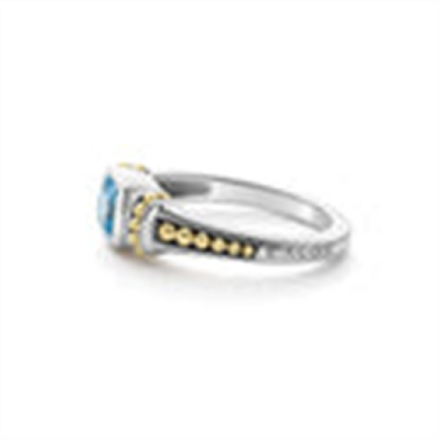 Lagos Swiss Blue Topaz Ring Sterling Silver and 18k Gold