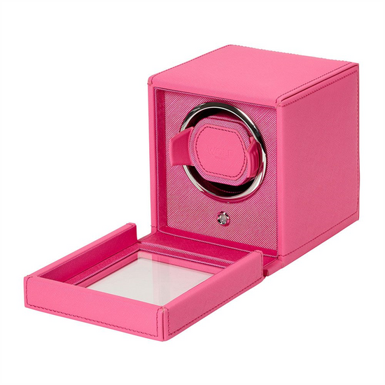 WOLF Pink Cub Single Watch Winder with Cover