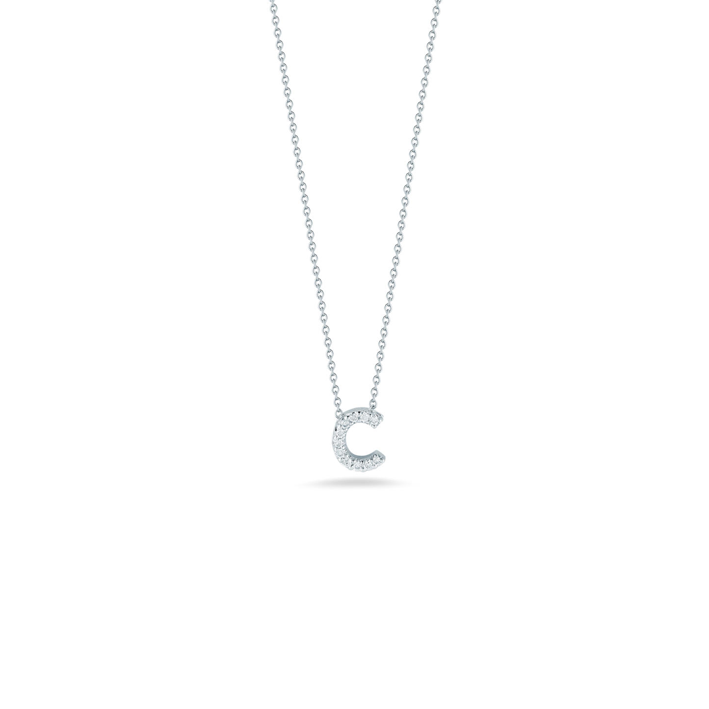 Roberto Coin Diamond Love Letter "C" Necklace in 18k White Gold