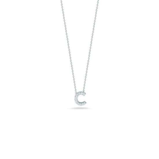 Roberto Coin Diamond Love Letter "C" Necklace in 18k White Gold