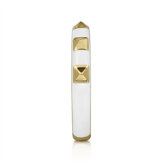 Gabriel & Co. Gold Pyramid Stackable Ring with White Enamel