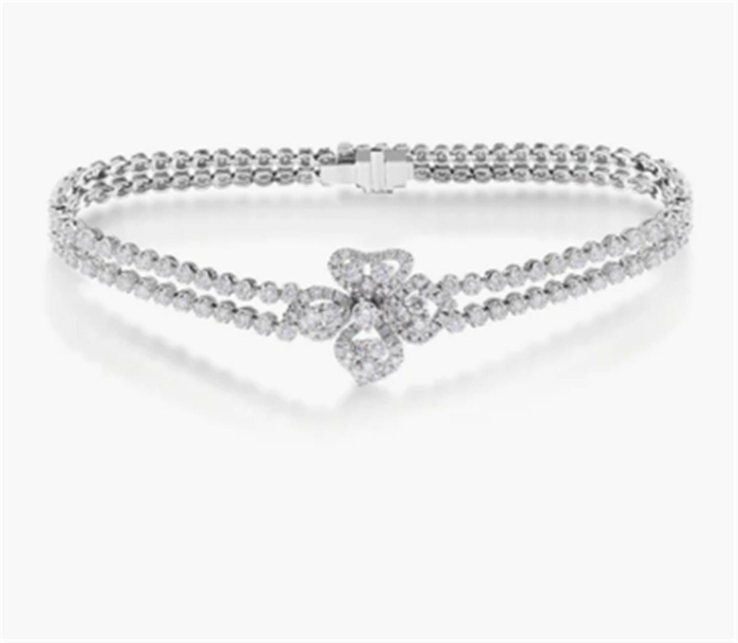 Roberto Coin Classic Diamond Fiore Couture Double Bracelet in 18k White Gold