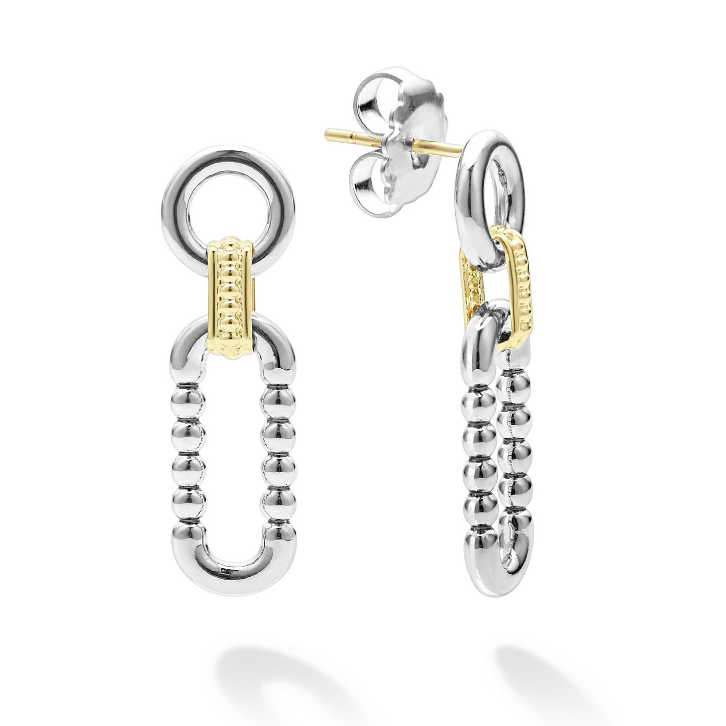Lagos Two-Tone Link Drop Earrings