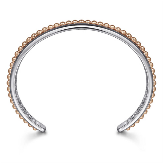 Gabriel & Co. 925 Sterling Silver Open Cuff Bracelet w/ Rose Gold Beads