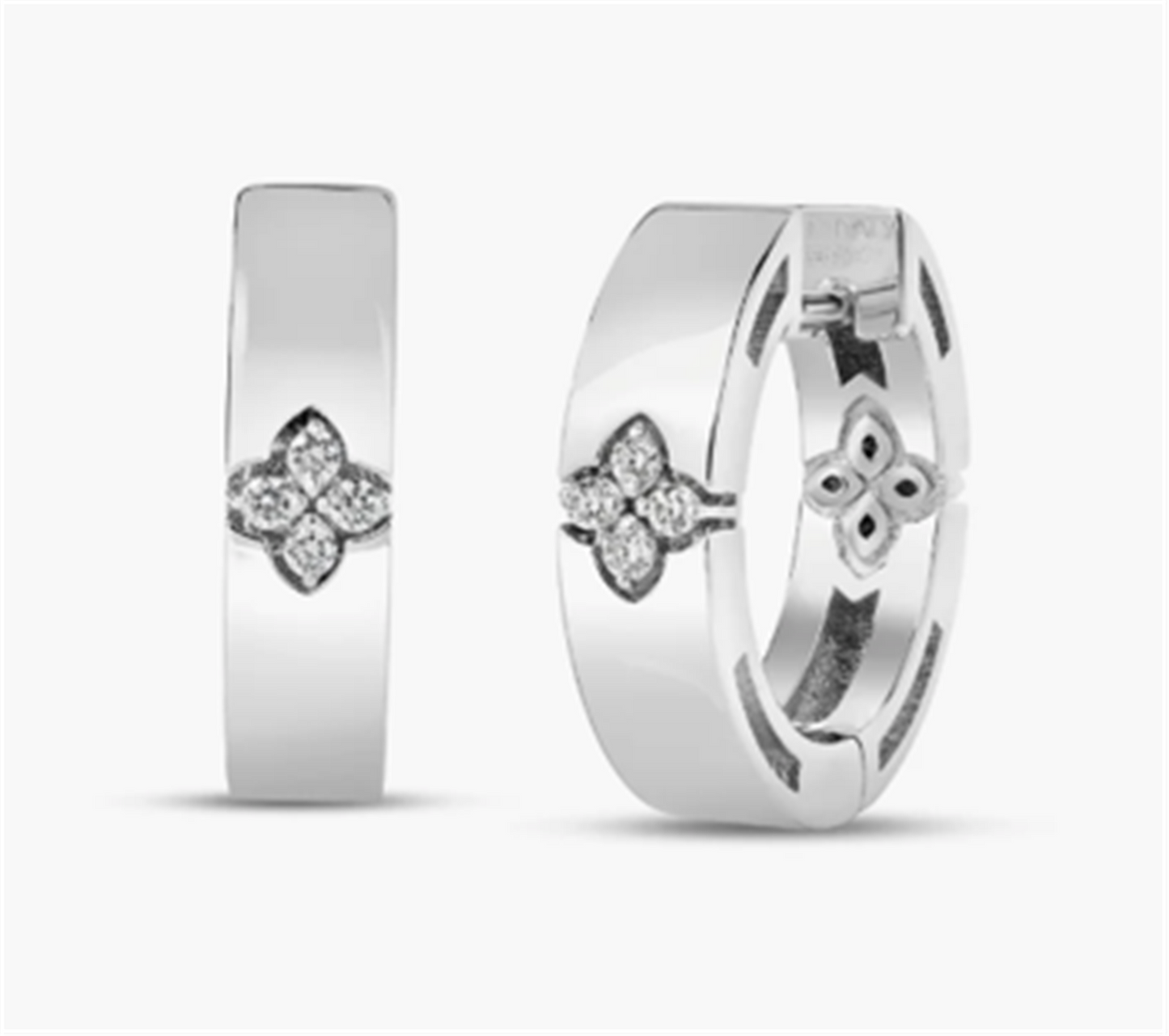 Roberto Coin Love In Verona Diamond Hoop Earrings in 18k White Gold