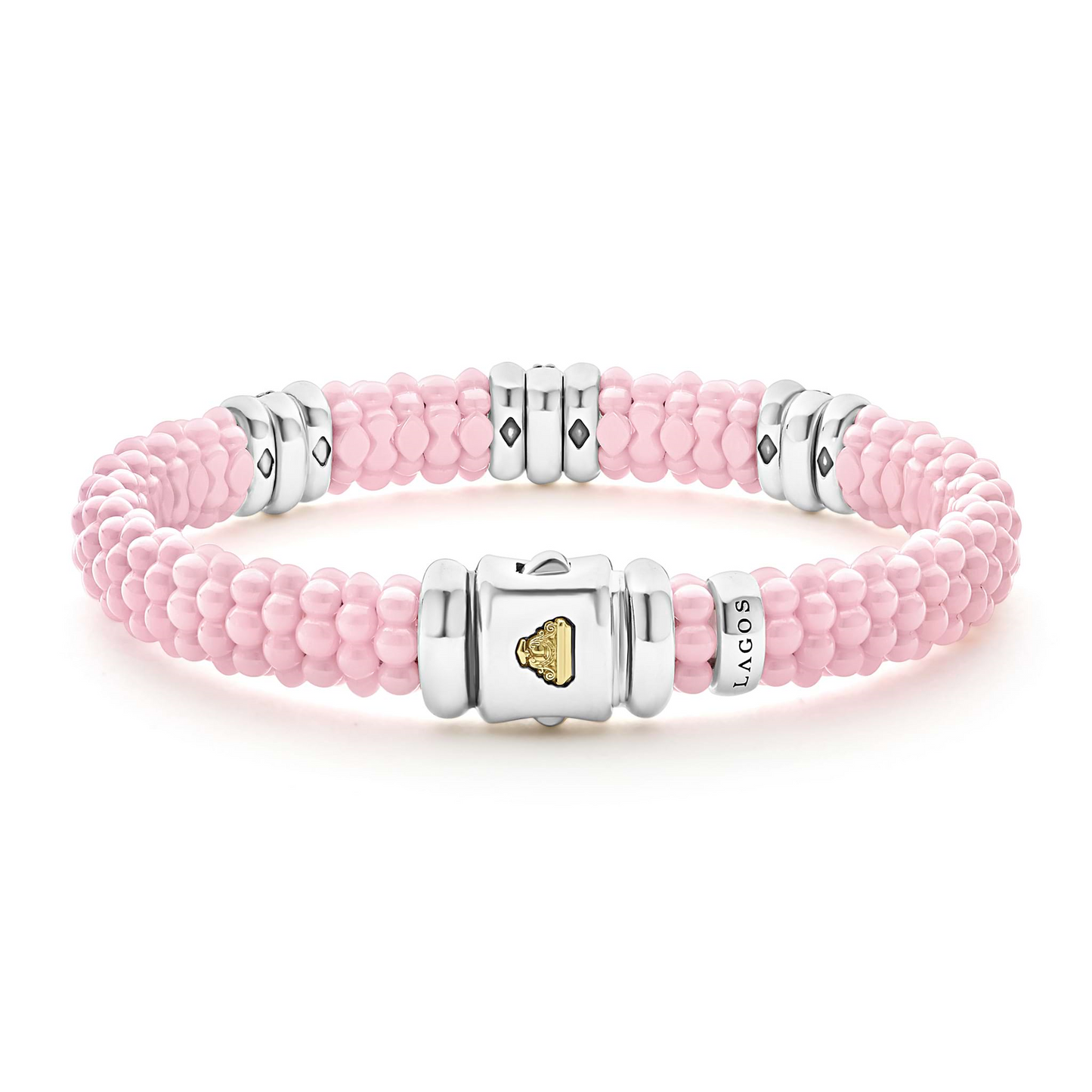Lagos Pink Three Station Diamond Caviar Bracelet