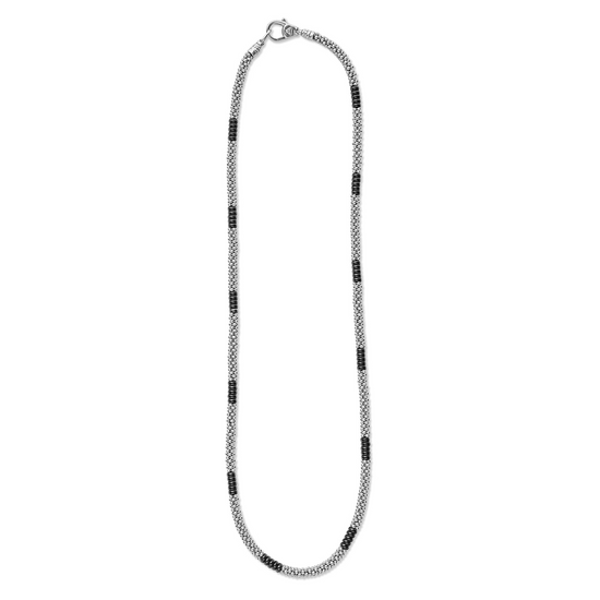 Lagos Black Silver Station Ceramic Beaded Necklace