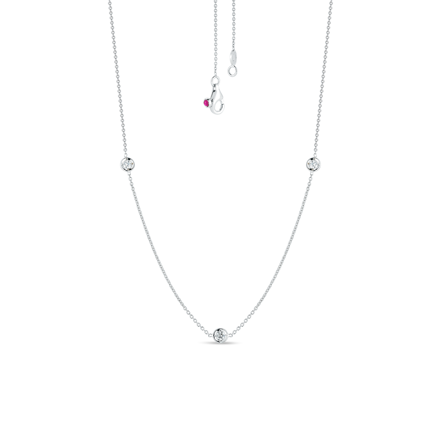 Roberto Coin White Gold Diamonds by the Inch 3 Station Necklace