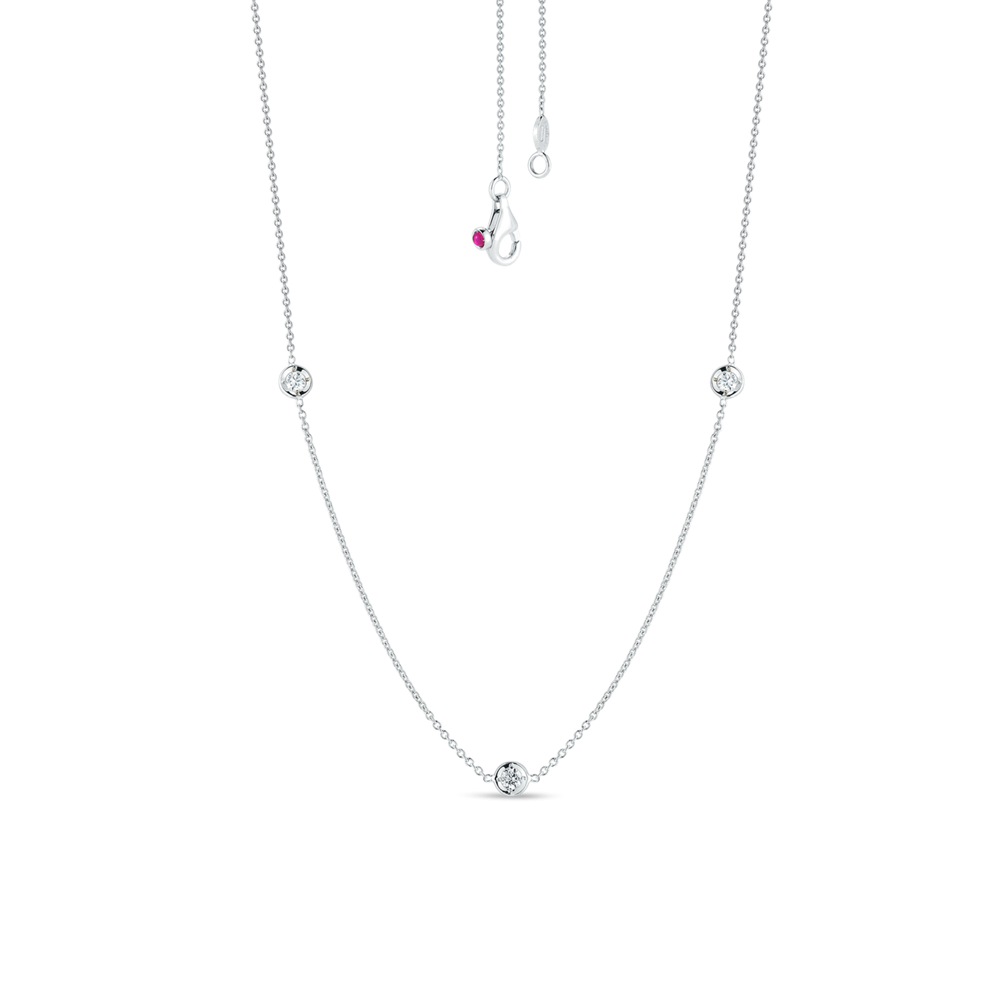 Roberto Coin Diamonds By the Inch 3 Diamond Station Necklace in 18k White Gold