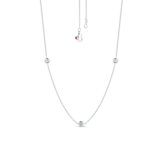 Roberto Coin Diamonds By the Inch 3 Diamond Station Necklace in 18k White Gold