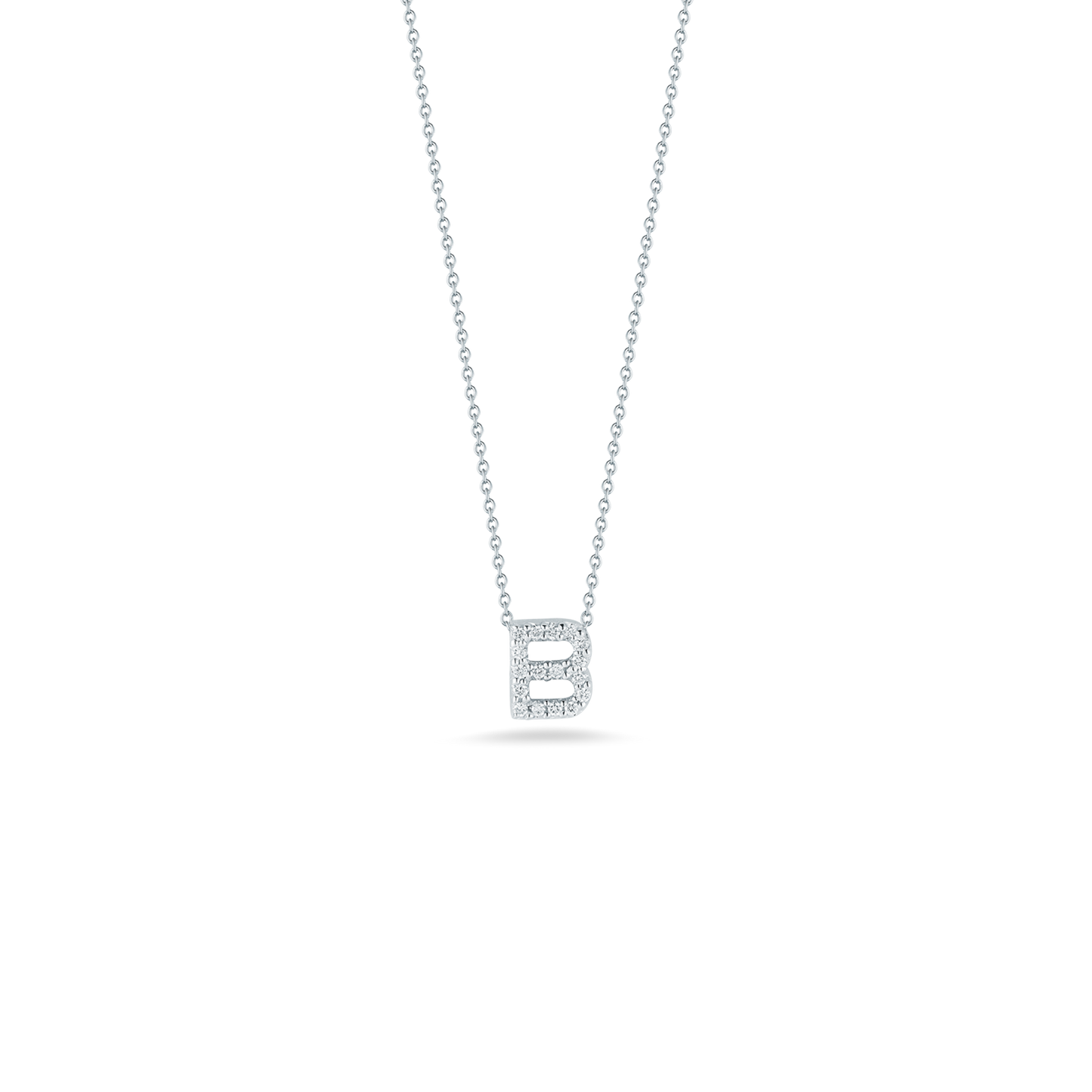 Roberto Coin Diamond Love Letter "B" Necklace in 18k White Gold & 0.06ct Diamonds