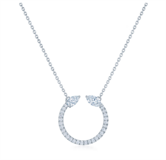 Kwiat Small Circle Pendant with Diamonds in 18k White Gold