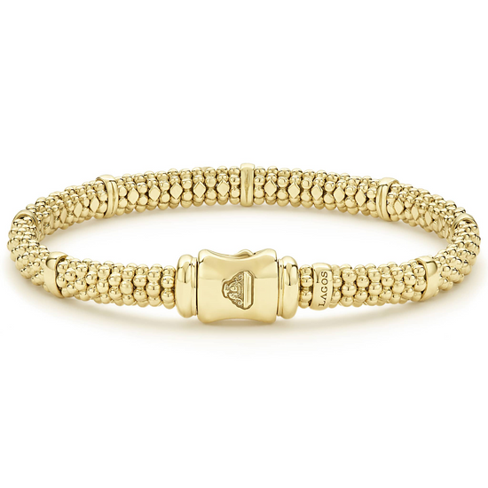 Lagos 18K Gold Station Caviar Bracelet